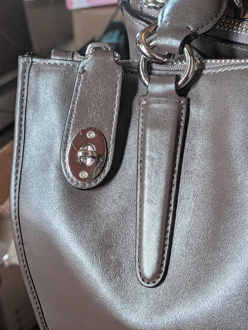 Coach Dark Brown Leather Satchel with Top Handles - Picture 3 of 15